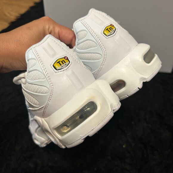 NIKE Air Max Plus white lace up shoes sneakers mens 7Y new - Picture 4 of 7